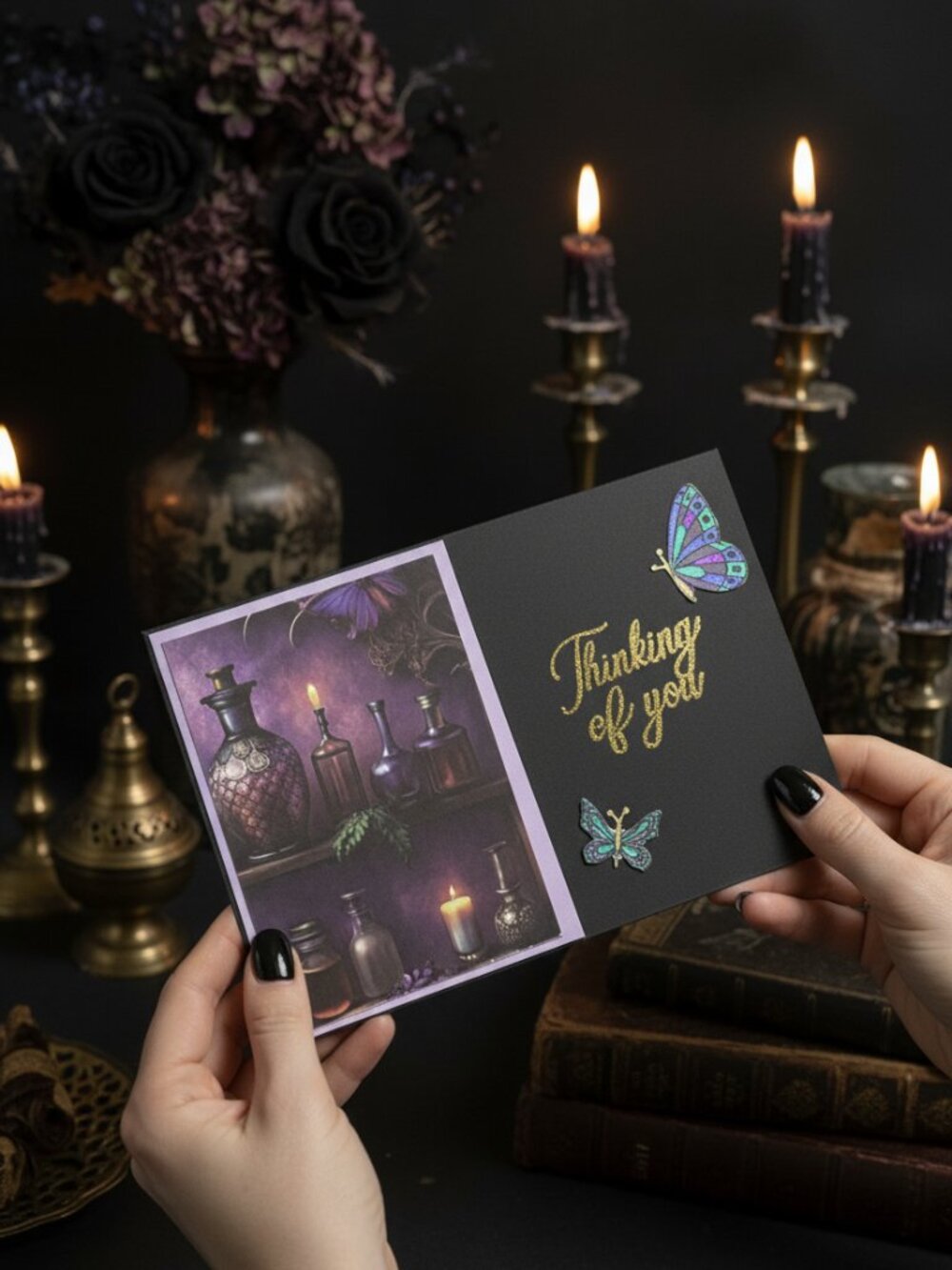 Thinking of You Gothic Greeting Card | Handmade Apothecary Butterfly Card
